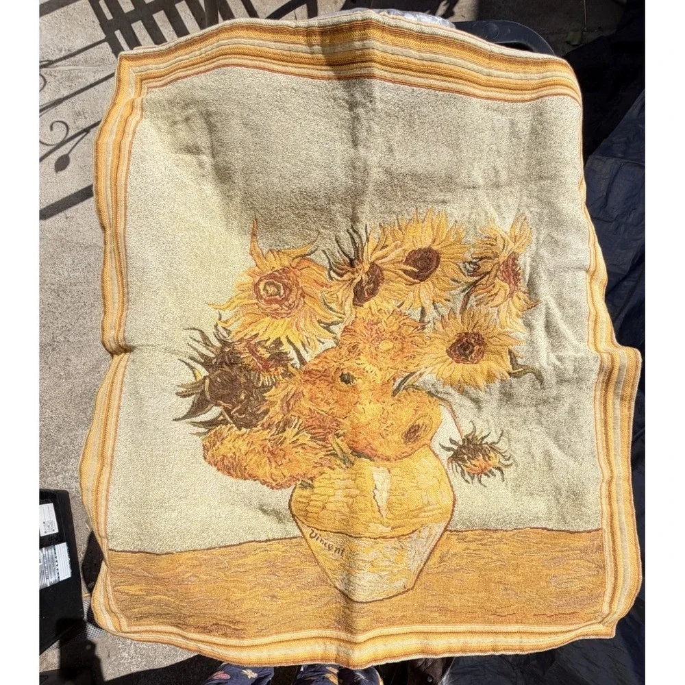 Vtg. Tapisseries Du Lion France Van Gogh Sunflowers Woven Wall Hanging Tapestry